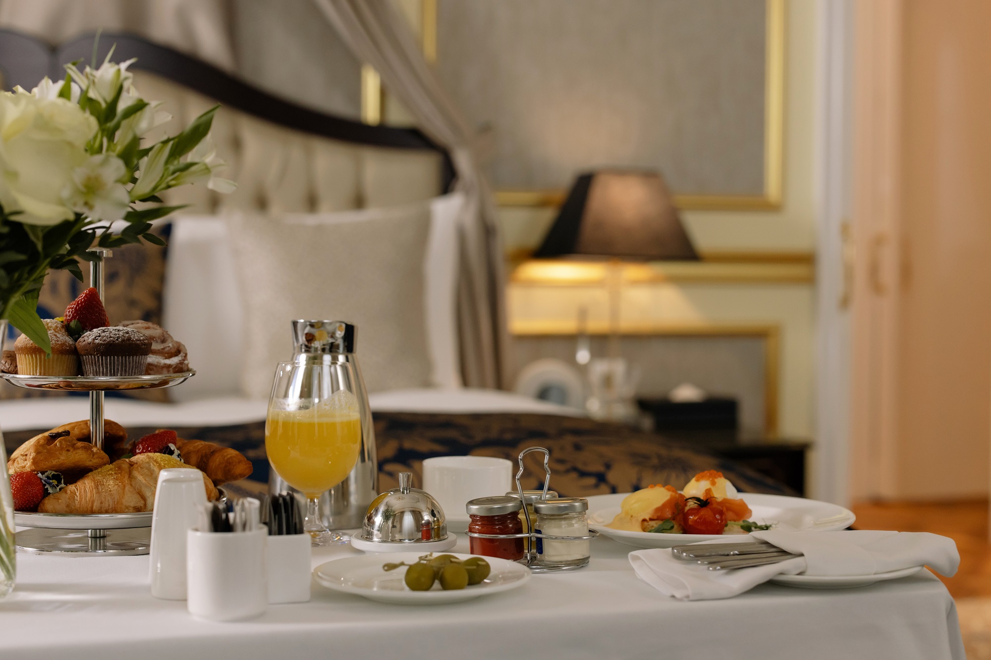 Ambiance: room service serves breakfast in a hotel